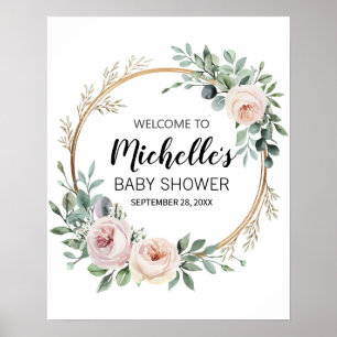 Poster Placa de boas-vindas para chá de bebê com garota e