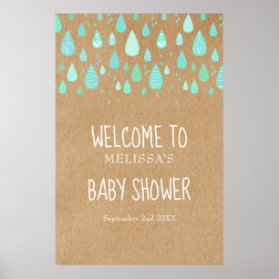 Poster Placa de Boas-Vindas para Chá de Bebê com Gotícula