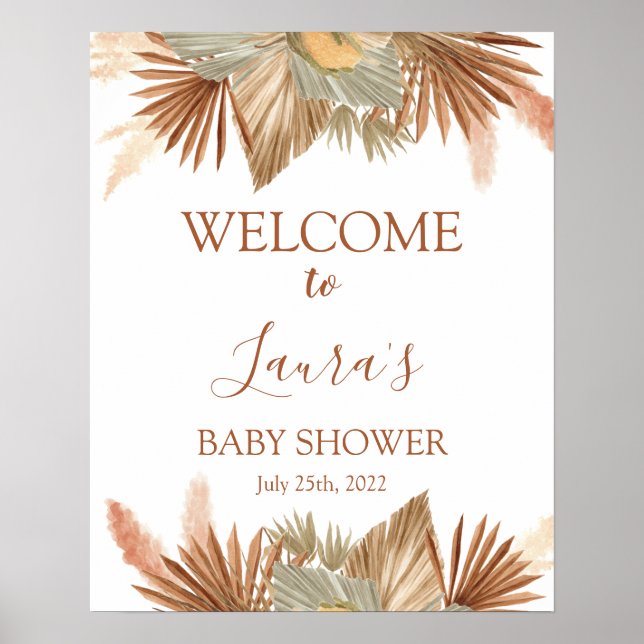 Poster Placa de Boas-Vindas para Chá de Bebê com Grama da (Frente)
