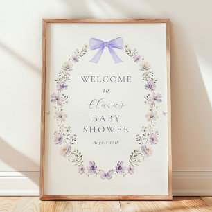 Poster Placa de Boas-Vindas para Chá de Bebê com Laço de 