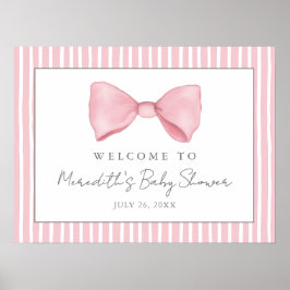 Poster Placa de Boas-Vindas para Chá de Bebê com Laço Ros