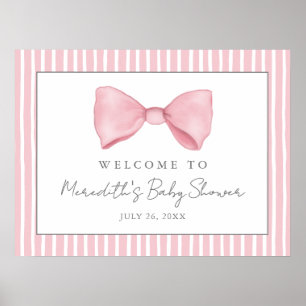 Poster Placa de Boas-Vindas para Chá de Bebê com Laço Ros
