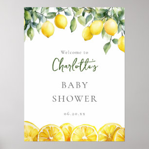 Poster Placa de Boas-Vindas para Chá de Bebê com Limão em