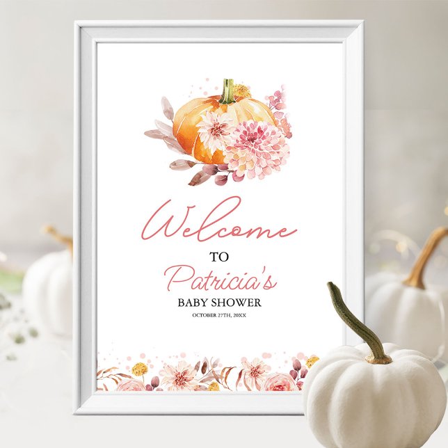 Poster Placa de Boas-Vindas para Chá de Bebê da Menina Ab (Criador carregado)