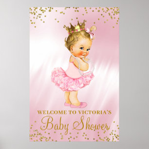 Poster Placa de Boas-Vindas para Chá de Bebê da Princesa