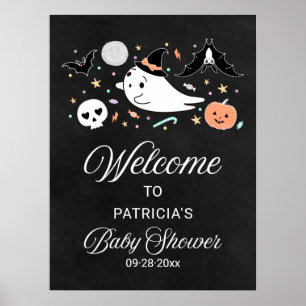 Poster Placa de Boas-Vindas para Chá de Bebê de Halloween