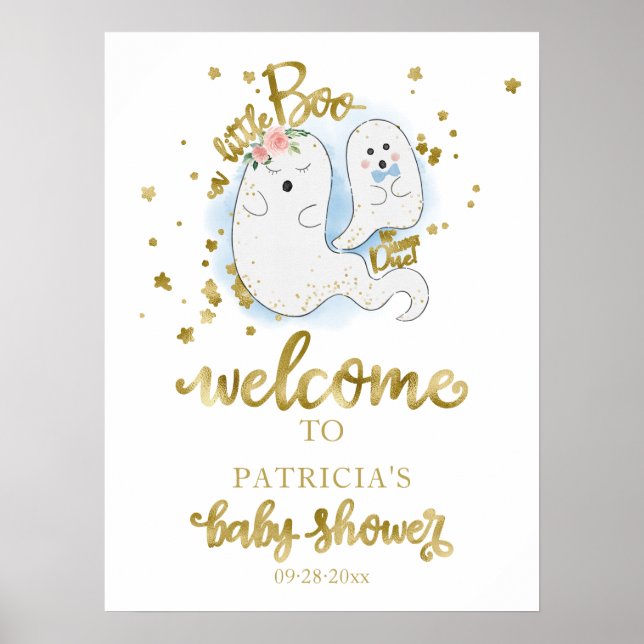 Poster Placa de Boas-Vindas para Chá de Bebê de Halloween (Frente)