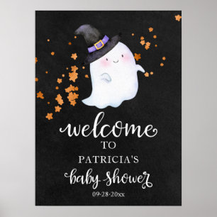 Poster Placa de Boas-Vindas para Chá de Bebê de Halloween