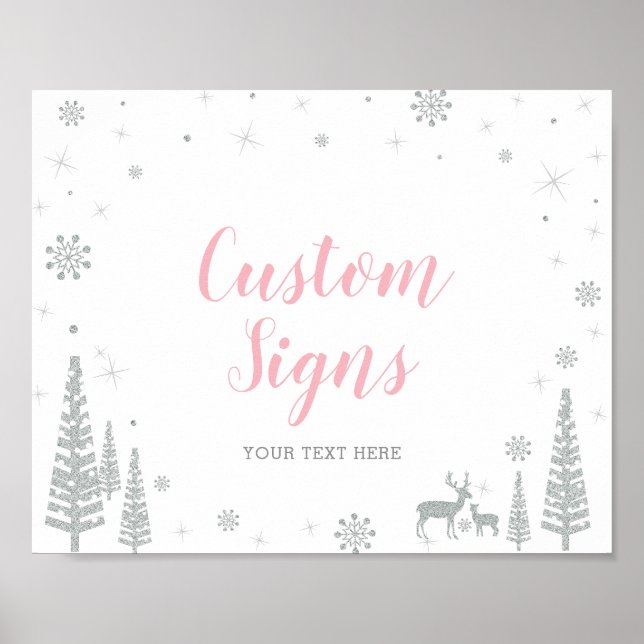 Poster Placa de Boas-Vindas para Chá de Bebê de Inverno,  (Frente)
