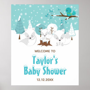 Poster Placa de Boas-Vindas para Chá de Bebê de Inverno d