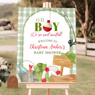 Poster Placa de Boas-Vindas para Chá de Bebê de Pesca com
