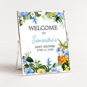 Poster Placa de Boas-Vindas para Chá de Bebê do Abacaxi A