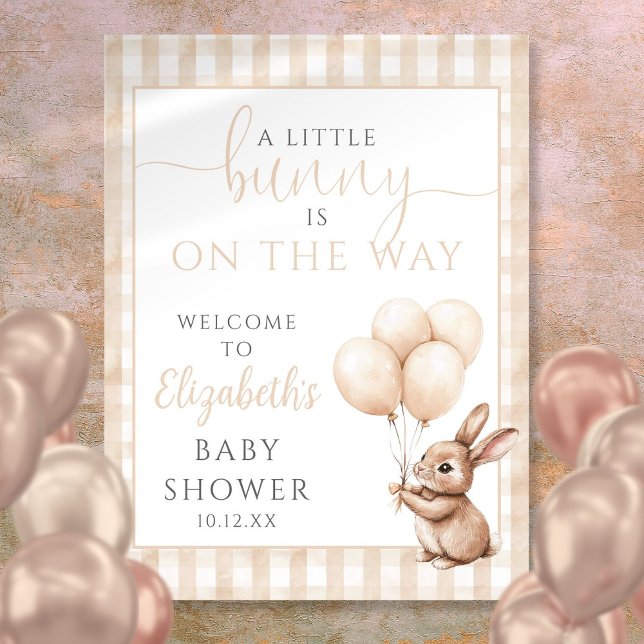 Poster Placa de Boas-Vindas para Chá de Bebê do Coelhito  (Little Bunny Neutral Baby Shower Welcome Sign)