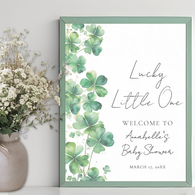 Poster Placa de Boas-Vindas para Chá de Bebê do Pequeno S (Lucky Little One Baby Shower Welcome Sign)
