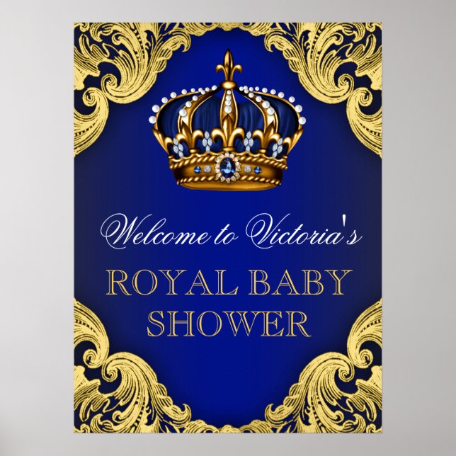 Poster Placa de Boas-Vindas para Chá de Bebê do Príncipe (Frente)