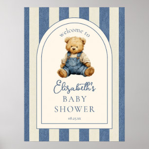 Poster Placa de Boas-Vindas para Chá de Bebê do Ursinho d