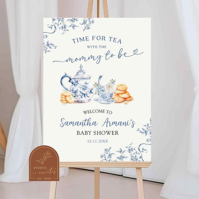 Poster Placa de Boas-Vindas para Chá de Bebê em Chinoiser (Criador carregado)