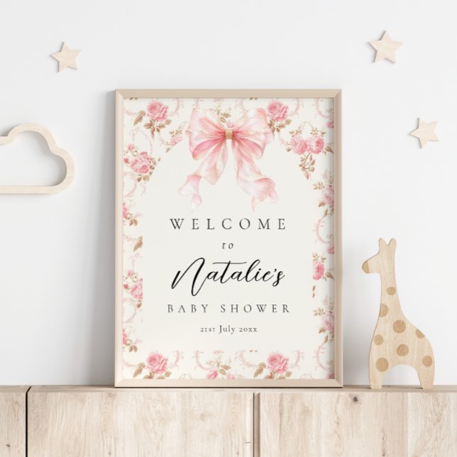 Poster Placa de Boas-Vindas para Chá de Bebê Floral Cotta (Criador carregado)