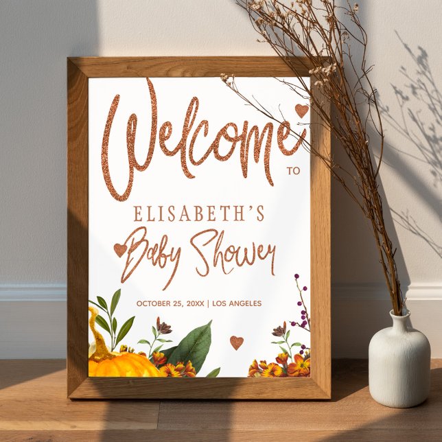 Poster Placa de boas-vindas para chá de bebê floral enfer (Criador carregado)