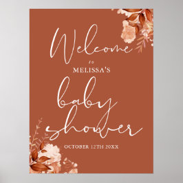 Poster Placa de Boas-Vindas para Chá de Bebê Floral Outon