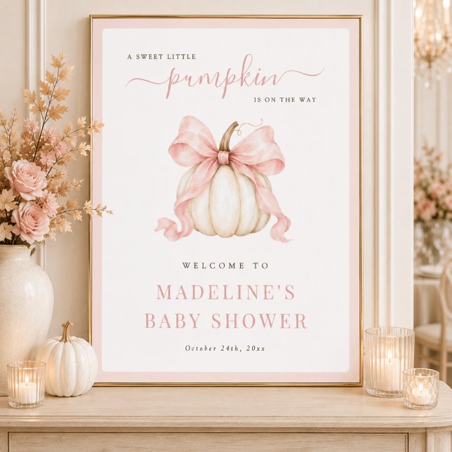Poster Placa de Boas-Vindas para Chá de Bebê Little Pumpk (Criador carregado)
