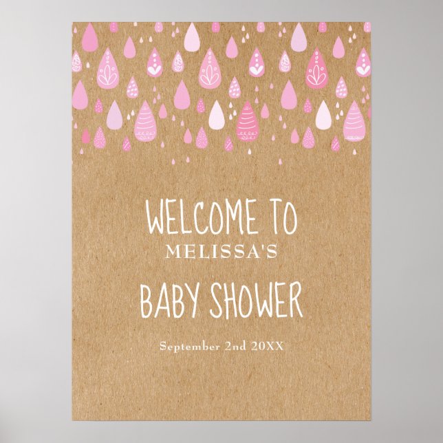 Poster Placa de Boas-Vindas para Chá de Bebê Menina com G (Frente)