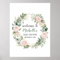 Placa de boas-vindas para chá de bebê menina com v