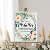Placa de boas-vindas para chá de bebê menina com v