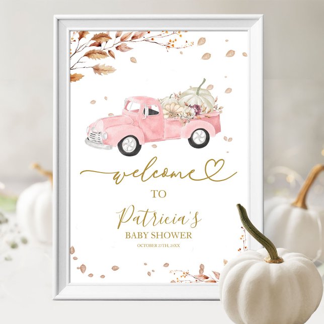 Poster Placa de Boas-Vindas para Chá de Bebê Menina de Ou (Criador carregado)
