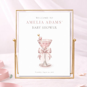 Poster Placa de Boas-Vindas para Chá de Bebê Menina Rosa