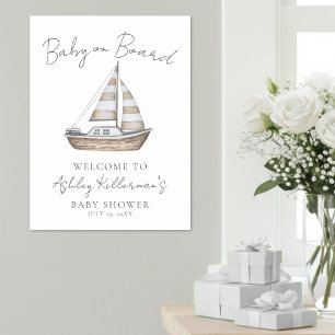 Poster Placa de Boas-Vindas para Chá de Bebê Náutico