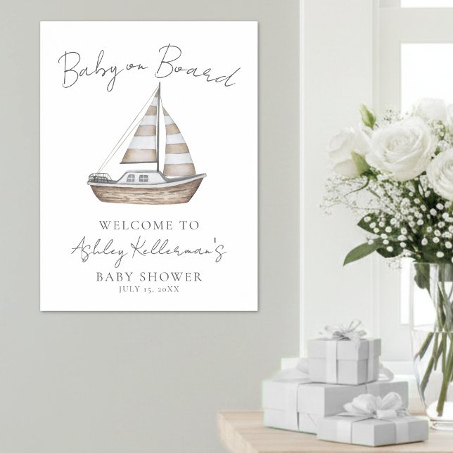 Poster Placa de Boas-Vindas para Chá de Bebê Náutico (Nautical Baby Shower Welcome Sign)