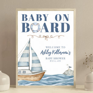 Poster Placa de Boas-Vindas para Chá de Bebê Náutico