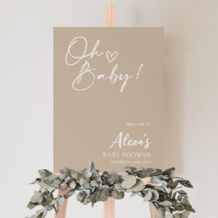 Poster Placa de Boas-Vindas para Chá de Bebê Neutro Beige