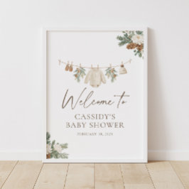 Poster Placa de Boas-Vindas para Chá de Bebê Roupa de Inv