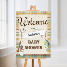 Poster Placa de Boas-Vindas para Chá de Bebê Rústico de P