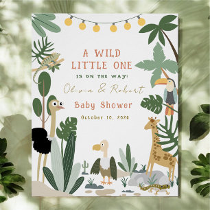 Póster Placa de Boas-Vindas para Chá de Bebê Safari Selva