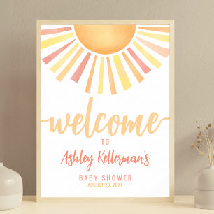 Poster Placa de Boas-Vindas para Chá de Bebê Sunshine Sol