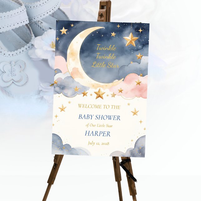 Poster Placa de Boas-Vindas para Chá de Bebê Twinkle Litt (Criador carregado)