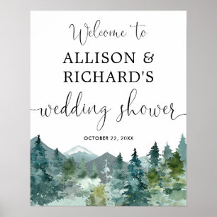 Poster Placa de boas-vindas para chá de casamento rústico