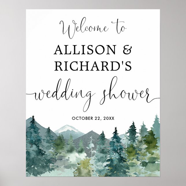 Poster Placa de boas-vindas para chá de casamento rústico (Frente)