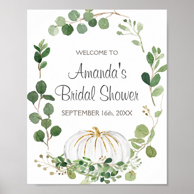 Poster Placa de Boas-Vindas para Chá de Noiva com Abóbora (Frente)