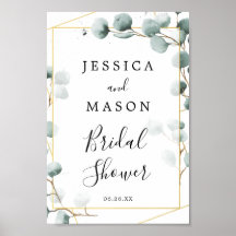 Placa de Boas-Vindas para Chá de Noiva com Folhage