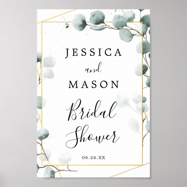 Poster Placa de Boas-Vindas para Chá de Noiva com Folhage (Frente)