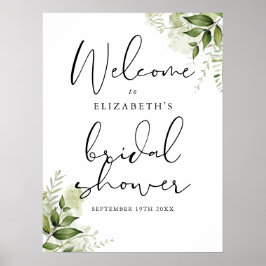 Poster Placa de Boas-Vindas para Chá de Noiva com Folhage