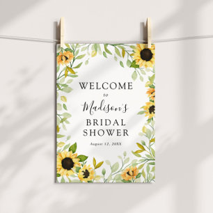 Poster Placa de Boas-Vindas para Chá de Noiva com Girassó