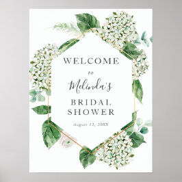 Poster Placa de Boas-Vindas para Chá de Noiva com Hortêns