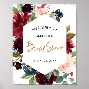 Poster placa de boas-vindas para chá de noiva com moldura
