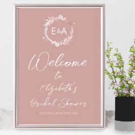 Poster Placa de Boas-Vindas para Chá de Noiva com Monogra