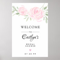 Placa de Boas-Vindas para Chá de Noiva com Rosa Fl